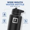 imageIRON FLASK Camping ampamp Hiking Hydration Flask with 3 Lids  Stainless Steel Double Walled ampamp Vacuum Insulated Water Bottle  Leak Proof ampamp BPA Free 32 OzBlue Waves