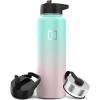 imageIRON FLASK Camping ampamp Hiking Hydration Flask with 3 Lids  Stainless Steel Double Walled ampamp Vacuum Insulated Water Bottle  Leak Proof ampamp BPA Free Dark Rainbow Straw  40 ozBubble Gum