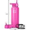 imageIRON FLASK Camping ampamp Hiking Hydration Flask with 3 Lids  Stainless Steel Double Walled ampamp Vacuum Insulated Water Bottle  Leak Proof ampamp BPA Free Dark Rainbow Straw  40 ozPink Tulip