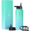 imageIRON FLASK Camping ampamp Hiking Hydration Flask with 3 Lids  Stainless Steel Double Walled ampamp Vacuum Insulated Water Bottle  Leak Proof ampamp BPA Free Dark Rainbow Straw  40 ozSky