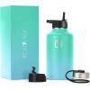 imageIRON FLASK Camping ampamp Hiking Hydration Flask with 3 Lids  Stainless Steel Double Walled ampamp Vacuum Insulated Water Bottle  Leak Proof ampamp BPA Free Dark Rainbow Straw  40 ozSky
