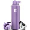 imageIRON FLASK Camping ampamp Hiking Hydration Flask with 3 Lids  Stainless Steel Double Walled ampamp Vacuum Insulated Water Bottle  Leak Proof ampamp BPA Free Dark Rainbow Straw  40 ozLavender
