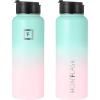imageIRON FLASK Camping ampamp Hiking Hydration Flask with 3 Lids  Stainless Steel Double Walled ampamp Vacuum Insulated Water Bottle  Leak Proof ampamp BPA Free Dark Rainbow Straw  40 ozBubble Gum