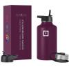 imageIRON FLASK Camping ampamp Hiking Hydration Flask with 3 Lids  Stainless Steel Double Walled ampamp Vacuum Insulated Water Bottle  Leak Proof ampamp BPA Free Dark Rainbow Straw  40 ozBurgundy