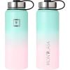 imageIRON FLASK Camping ampamp Hiking Hydration Flask with 3 Lids  Stainless Steel Double Walled ampamp Vacuum Insulated Water Bottle  Leak Proof ampamp BPA Free Dark Rainbow Straw  40 ozBubble Gum
