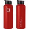 imageIRON FLASK Camping ampamp Hiking Hydration Flask with 3 Lids  Stainless Steel Double Walled ampamp Vacuum Insulated Water Bottle  Leak Proof ampamp BPA Free Dark Rainbow Straw  40 ozFire Red