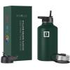 imageIRON FLASK Camping ampamp Hiking Hydration Flask with 3 Lids  Stainless Steel Double Walled ampamp Vacuum Insulated Water Bottle  Leak Proof ampamp BPA Free Dark Rainbow Straw  40 ozDark Pine