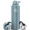 imageIRON FLASK Camping ampamp Hiking Hydration Flask with 3 Lids  Stainless Steel Double Walled ampamp Vacuum Insulated Water Bottle  Leak Proof ampamp BPA Free Dark Rainbow Straw  40 ozElemental Gray