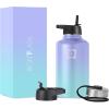 imageIRON FLASK Camping ampamp Hiking Hydration Flask with 3 Lids  Stainless Steel Double Walled ampamp Vacuum Insulated Water Bottle  Leak Proof ampamp BPA Free Dark Rainbow Straw  40 ozCotton Candy