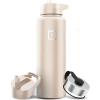 imageIRON FLASK Camping ampamp Hiking Hydration Flask with 3 Lids  Stainless Steel Double Walled ampamp Vacuum Insulated Water Bottle  Leak Proof ampamp BPA Free Dark Rainbow Straw  40 ozSand