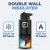 imageIRON FLASK Camping ampamp Hiking Hydration Flask with 3 Lids  Stainless Steel Double Walled ampamp Vacuum Insulated Water Bottle  Leak Proof ampamp BPA Free 32 OzBlue Waves