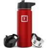 imageIRON FLASK Camping ampamp Hiking Hydration Flask with 3 Lids  Stainless Steel Double Walled ampamp Vacuum Insulated Water Bottle  Leak Proof ampamp BPA Free Dark Rainbow Straw  40 ozFire Red