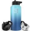 imageIRON FLASK Camping ampamp Hiking Hydration Flask with 3 Lids  Stainless Steel Double Walled ampamp Vacuum Insulated Water Bottle  Leak Proof ampamp BPA Free 32 OzBlue Waves