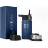 imageIRON FLASK Camping ampamp Hiking Hydration Flask with 3 Lids  Stainless Steel Double Walled ampamp Vacuum Insulated Water Bottle  Leak Proof ampamp BPA Free Dark Rainbow Straw  40 ozTwilight Blue