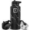 imageIRON FLASK Camping ampamp Hiking Hydration Flask with 3 Lids  Stainless Steel Double Walled ampamp Vacuum Insulated Water Bottle  Leak Proof ampamp BPA Free 32 OzBlack Marquina