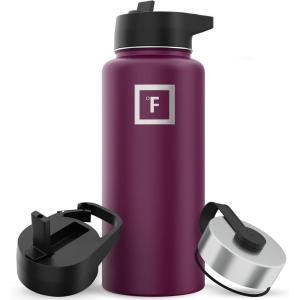 imageIRON FLASK Camping ampamp Hiking Hydration Flask with 3 Lids  Stainless Steel Double Walled ampamp Vacuum Insulated Water Bottle  Leak Proof ampamp BPA Free 32 OzBurgundy