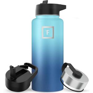 imageIRON FLASK Camping ampamp Hiking Hydration Flask with 3 Lids  Stainless Steel Double Walled ampamp Vacuum Insulated Water Bottle  Leak Proof ampamp BPA Free 32 OzBlue Waves