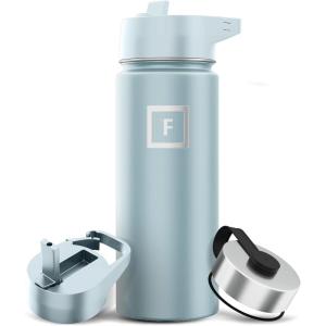 imageIRON FLASK Camping ampamp Hiking Hydration Flask with 3 Lids  Stainless Steel Double Walled ampamp Vacuum Insulated Water Bottle  Leak Proof ampamp BPA Free Dark Rainbow Straw  40 ozMorning Mist