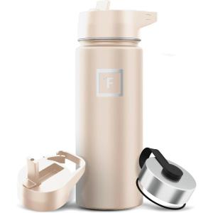 imageIRON FLASK Camping ampamp Hiking Hydration Flask with 3 Lids  Stainless Steel Double Walled ampamp Vacuum Insulated Water Bottle  Leak Proof ampamp BPA Free Dark Rainbow Straw  40 ozSand