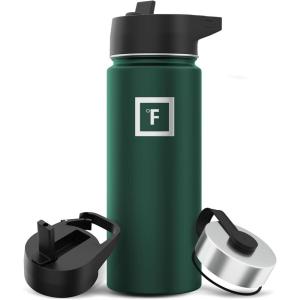 imageIRON FLASK Camping ampamp Hiking Hydration Flask with 3 Lids  Stainless Steel Double Walled ampamp Vacuum Insulated Water Bottle  Leak Proof ampamp BPA Free Dark Rainbow Straw  40 ozDark Pine