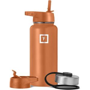 imageIRON FLASK Camping ampamp Hiking Hydration Flask with 3 Lids  Stainless Steel Double Walled ampamp Vacuum Insulated Water Bottle  Leak Proof ampamp BPA Free 32 OzClementine