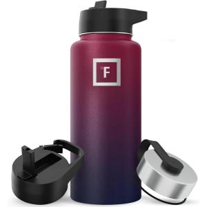 imageIRON FLASK Camping ampamp Hiking Hydration Flask with 3 Lids  Stainless Steel Double Walled ampamp Vacuum Insulated Water Bottle  Leak Proof ampamp BPA Free 32 OzDark Rainbow
