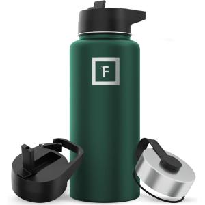 imageIRON FLASK Camping ampamp Hiking Hydration Flask with 3 Lids  Stainless Steel Double Walled ampamp Vacuum Insulated Water Bottle  Leak Proof ampamp BPA Free 32 OzDark Pine