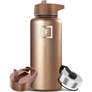 imageIRON FLASK Camping ampamp Hiking Hydration Flask with 3 Lids  Stainless Steel Double Walled ampamp Vacuum Insulated Water Bottle  Leak Proof ampamp BPA Free 32 OzPearl Beige