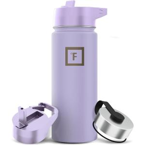 imageIRON FLASK Camping ampamp Hiking Hydration Flask with 3 Lids  Stainless Steel Double Walled ampamp Vacuum Insulated Water Bottle  Leak Proof ampamp BPA Free Dark Rainbow Straw  40 ozLavender