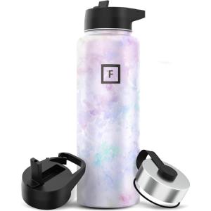 imageIRON FLASK Camping ampamp Hiking Hydration Flask with 3 Lids  Stainless Steel Double Walled ampamp Vacuum Insulated Water Bottle  Leak Proof ampamp BPA Free Dark Rainbow Straw  40 ozPearl