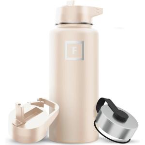 imageIRON FLASK Camping ampamp Hiking Hydration Flask with 3 Lids  Stainless Steel Double Walled ampamp Vacuum Insulated Water Bottle  Leak Proof ampamp BPA Free 32 OzSand