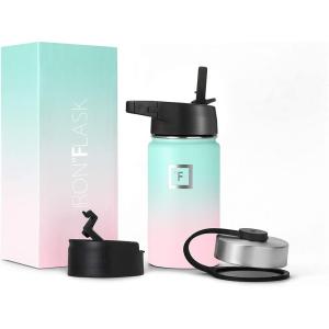imageIRON FLASK Camping ampamp Hiking Hydration Flask with 3 Lids  Stainless Steel Double Walled ampamp Vacuum Insulated Water Bottle  Leak Proof ampamp BPA Free Dark Rainbow Straw  40 ozBubble Gum
