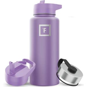 imageIRON FLASK Camping ampamp Hiking Hydration Flask with 3 Lids  Stainless Steel Double Walled ampamp Vacuum Insulated Water Bottle  Leak Proof ampamp BPA Free 32 OzLavender