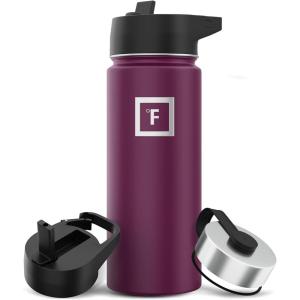 imageIRON FLASK Camping ampamp Hiking Hydration Flask with 3 Lids  Stainless Steel Double Walled ampamp Vacuum Insulated Water Bottle  Leak Proof ampamp BPA Free Dark Rainbow Straw  40 ozBurgundy