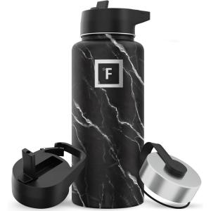 imageIRON FLASK Camping ampamp Hiking Hydration Flask with 3 Lids  Stainless Steel Double Walled ampamp Vacuum Insulated Water Bottle  Leak Proof ampamp BPA Free 32 OzBlack Marquina