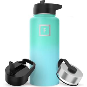 imageIRON FLASK Camping ampamp Hiking Hydration Flask with 3 Lids  Stainless Steel Double Walled ampamp Vacuum Insulated Water Bottle  Leak Proof ampamp BPA Free 32 OzSky