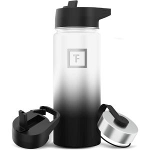 imageIRON FLASK Camping ampamp Hiking Hydration Flask with 3 Lids  Stainless Steel Double Walled ampamp Vacuum Insulated Water Bottle  Leak Proof ampamp BPA Free Dark Rainbow Straw  40 ozDay  Night