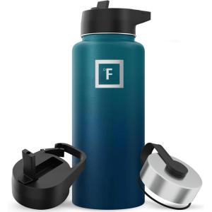 imageIRON FLASK Camping ampamp Hiking Hydration Flask with 3 Lids  Stainless Steel Double Walled ampamp Vacuum Insulated Water Bottle  Leak Proof ampamp BPA Free 32 OzDark Night