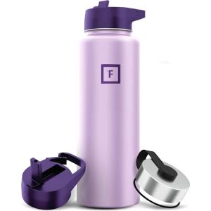 imageIRON FLASK Camping ampamp Hiking Hydration Flask with 3 Lids  Stainless Steel Double Walled ampamp Vacuum Insulated Water Bottle  Leak Proof ampamp BPA Free Dark Rainbow Straw  40 ozLavender Bliss