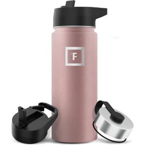 imageIRON FLASK Camping ampamp Hiking Hydration Flask with 3 Lids  Stainless Steel Double Walled ampamp Vacuum Insulated Water Bottle  Leak Proof ampamp BPA Free Dark Rainbow Straw  40 ozRose Gold