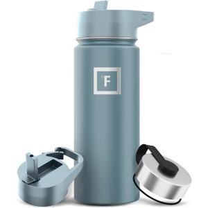 imageIRON FLASK Camping ampamp Hiking Hydration Flask with 3 Lids  Stainless Steel Double Walled ampamp Vacuum Insulated Water Bottle  Leak Proof ampamp BPA Free Dark Rainbow Straw  40 ozElemental Gray