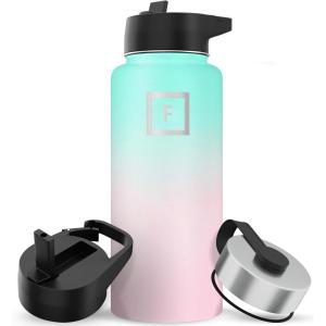 imageIRON FLASK Camping ampamp Hiking Hydration Flask with 3 Lids  Stainless Steel Double Walled ampamp Vacuum Insulated Water Bottle  Leak Proof ampamp BPA Free 32 OzBubble Gum