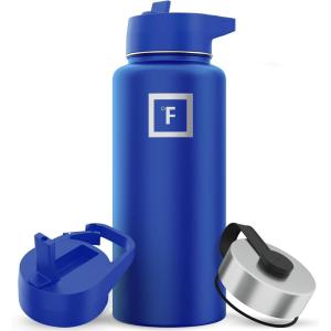 imageIRON FLASK Camping ampamp Hiking Hydration Flask with 3 Lids  Stainless Steel Double Walled ampamp Vacuum Insulated Water Bottle  Leak Proof ampamp BPA Free 32 OzCobalt