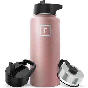 imageIRON FLASK Camping ampamp Hiking Hydration Flask with 3 Lids  Stainless Steel Double Walled ampamp Vacuum Insulated Water Bottle  Leak Proof ampamp BPA Free 32 OzRose Gold