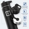 imageIRON FLASK Camping ampamp Hiking Hydration Flask with 3 Lids  Stainless Steel Double Walled ampamp Vacuum Insulated Water Bottle  Leak Proof ampamp BPA Free Day ampamp Night Straw  22 ozElemental Gray