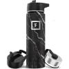 imageIRON FLASK Camping ampamp Hiking Hydration Flask with 3 Lids  Stainless Steel Double Walled ampamp Vacuum Insulated Water Bottle  Leak Proof ampamp BPA Free Day ampamp Night Straw  22 ozBlack Marquina
