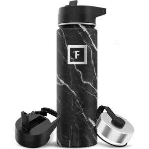 imageIRON FLASK Camping ampamp Hiking Hydration Flask with 3 Lids  Stainless Steel Double Walled ampamp Vacuum Insulated Water Bottle  Leak Proof ampamp BPA Free Day ampamp Night Straw  22 ozBlack Marquina