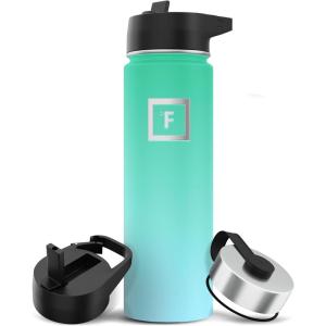 imageIRON FLASK Camping ampamp Hiking Hydration Flask with 3 Lids  Stainless Steel Double Walled ampamp Vacuum Insulated Water Bottle  Leak Proof ampamp BPA Free Day ampamp Night Straw  22 ozSky