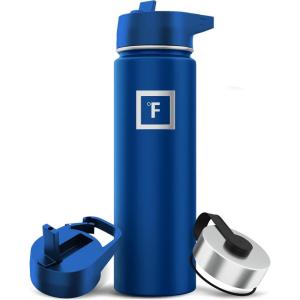 imageIRON FLASK Camping ampamp Hiking Hydration Flask with 3 Lids  Stainless Steel Double Walled ampamp Vacuum Insulated Water Bottle  Leak Proof ampamp BPA Free Day ampamp Night Straw  22 ozCobalt