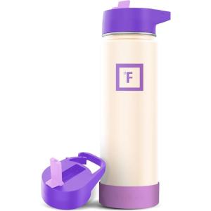 imageIRON FLASK Camping ampamp Hiking Hydration Flask with 3 Lids  Stainless Steel Double Walled ampamp Vacuum Insulated Water Bottle  Leak Proof ampamp BPA Free Day ampamp Night Straw  22 ozCream  Berries